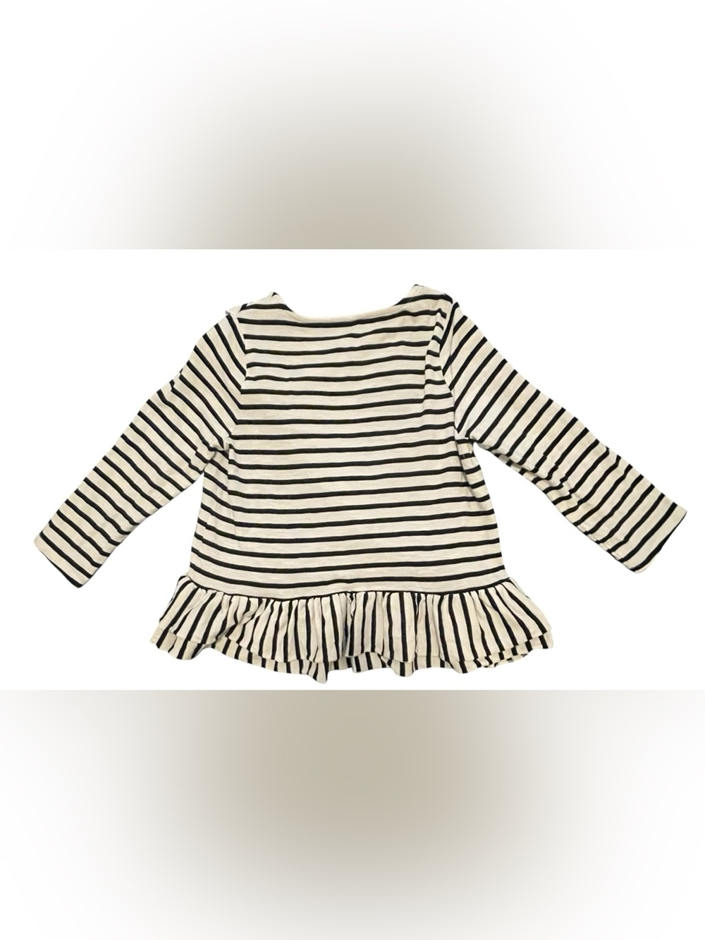 Crown & Ivy Black & White Striped Ruffle Top - Picture 5 of 7